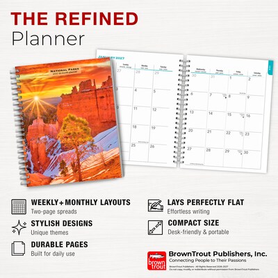 2027 BrownTrout National Parks 6.5" x 7.8" Calendar Year Weekly Standard Planner, Multicolor (9798330709403)