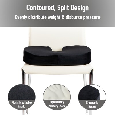 Mind Reader Memory Foam Office Chair Ergonomic Orthopedic Cushion, Black (SEACUSH-BLK)