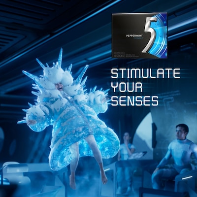 5 GUM Sugar Free Peppermint Cobalt Gum, 15 Sticks/Pack, 10 Packs/Box (WMW51220)