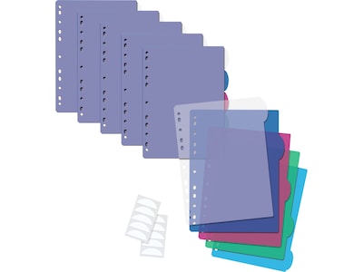 Better Office Index Poly Dividers, #5, Assorted Colors, 12/Pack (63512-12PK)