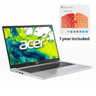 Acer Aspire Lite 15.6" Student Laptop, Intel Core N150, 4GB RAM, 128GB SSD, Windows 11 S Mode, 1 Year of M365 Personal Included