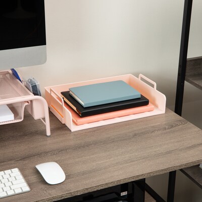 Mind Reader Plastic Side Loading Stackable Letter Tray, Letter Size, Pink, 4 Pieces (DANSTACK4-PNK)