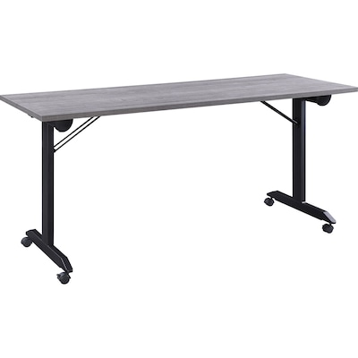 Lorell 63W x 29.5D Mobile Folding Training Table, Laminate, With Wheels, Gray (LLR60741)