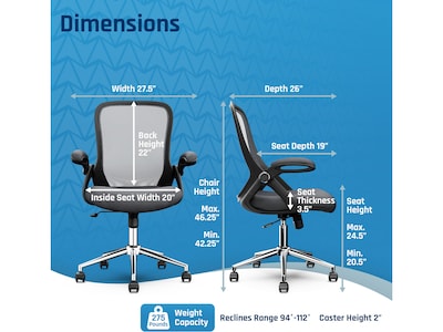 Click365 Ergonomic Fabric/Mesh Swivel Task Chair, Gray (CCHR10003B)