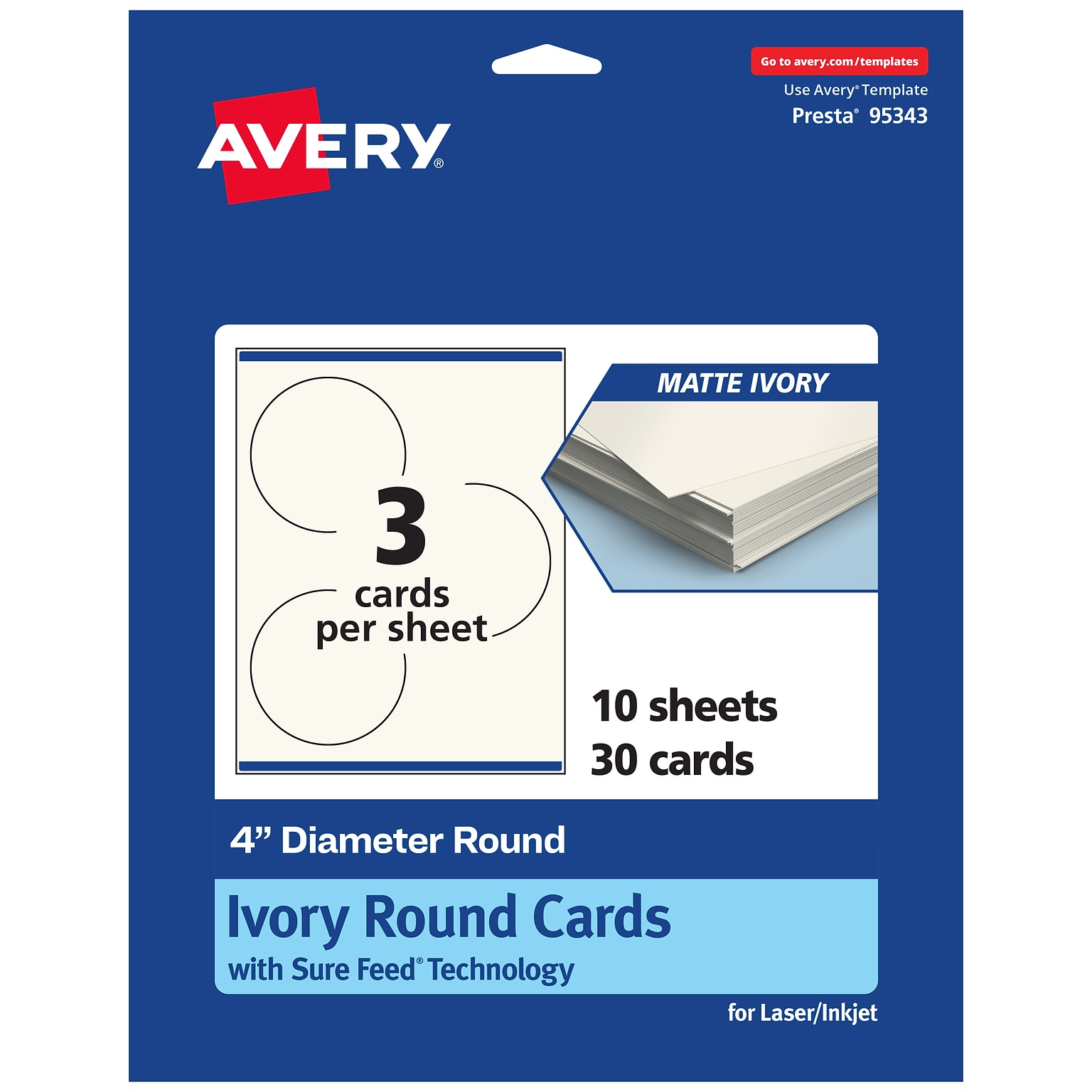 Avery Matte General Use Blank Cards, Ivory, 30/Pack (95343)