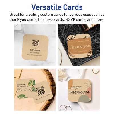Avery Business Cards, 2-1/2" x 2-1/2", Matte Kraft Brown, 90/Pack (95327)