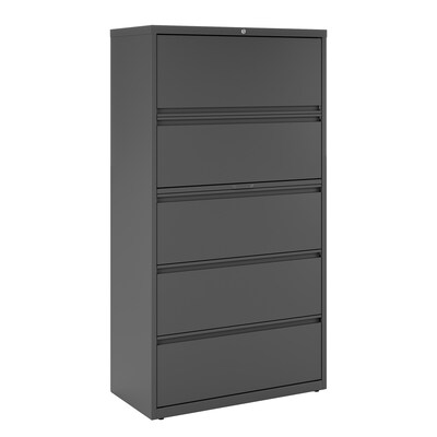 Quill Brand® 5-Drawer Lateral File Cabinet, Locking, Letter/Legal, Charcoal, 36W (26827D)