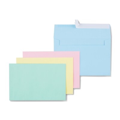 Staples EasyClose Invitation Envelopes, 5.75 x 8.75, Assorted Colors, 100/Box (394065/19192)
