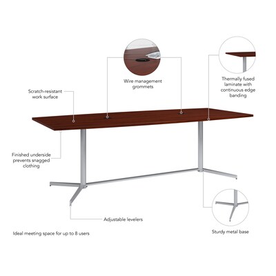 Bush Business Furniture 96W x 42D Boat Shaped Conference Table with Metal Base, Hansen Cherry (99TBM96HCSVK)