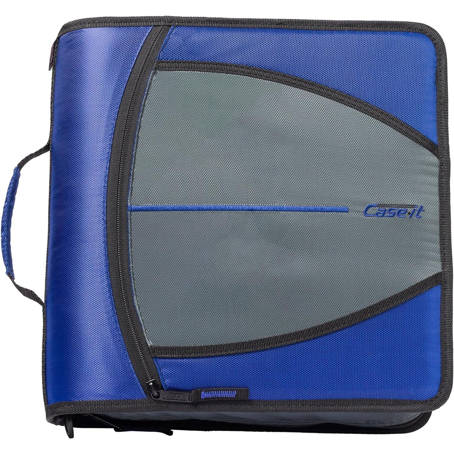 Case It Mighty Zip Tab 3 3-Ring Zipper Binders, Blue (D-146-BLUE)