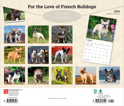 2026 BrownTrout For the Love of French Bulldogs 14 x 12 Monthly Wall Calendar (9798330707201)
