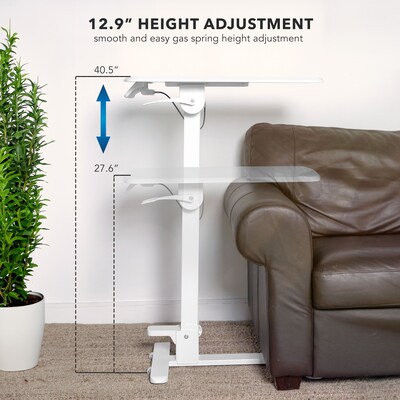 Mount-It! Foldable Rolling Overbed Table, 26.75"W, White (MI-8046)