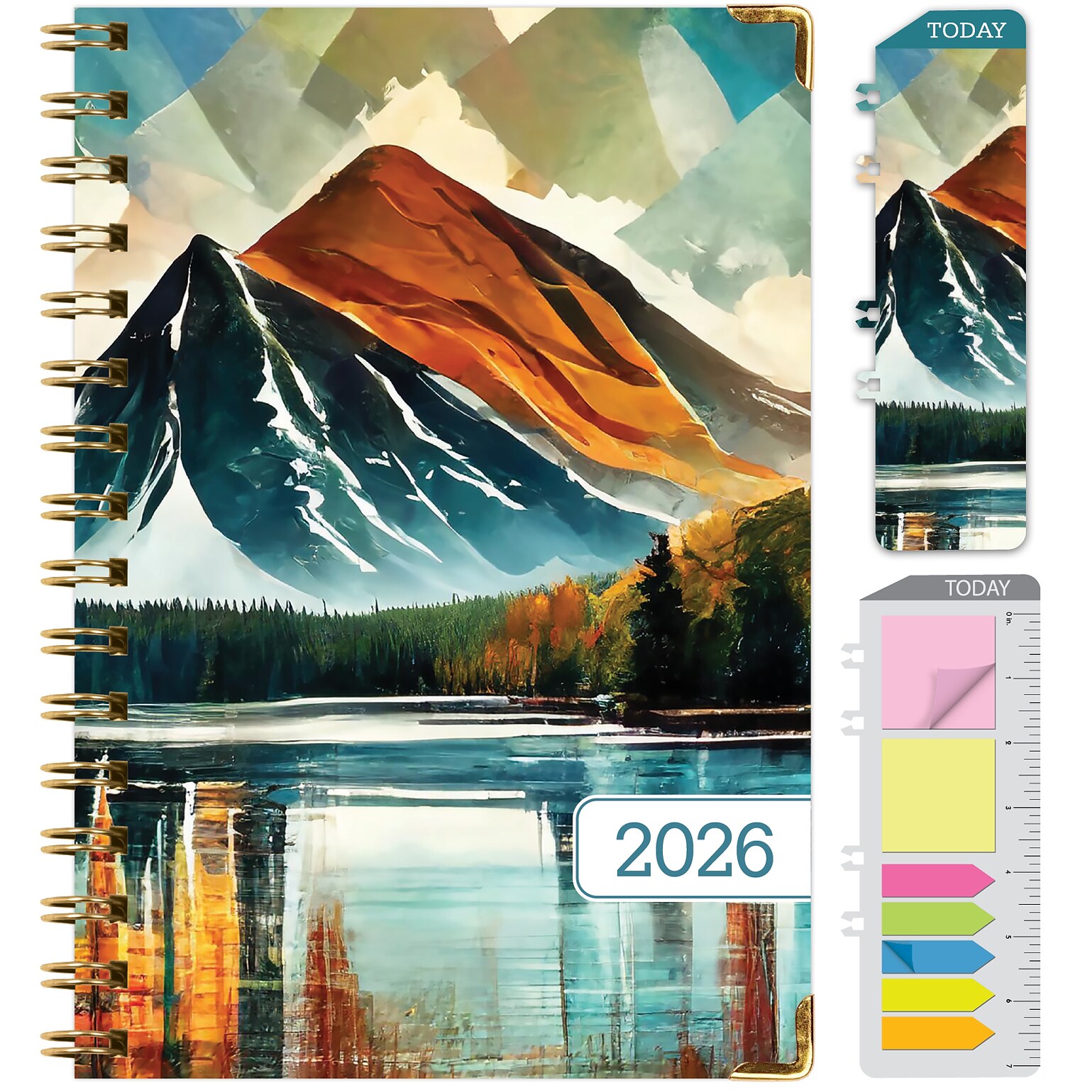 2026 Global Printed Products 5.5 x 8 Weekly & Monthly Planner, Paperboard Cover, Lake View (FSHN-CY26-58-82)