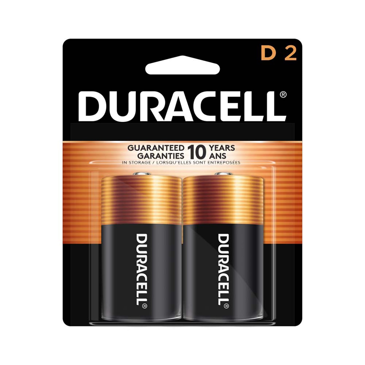 Duracell Coppertop Alkaline Battery, D, 2/Pack (DURMN1300B2Z)