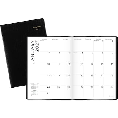 2027 AT-A-GLANCE 7 x 10 Monthly Planner, Faux Leather Cover, Black (70-432-05-27)