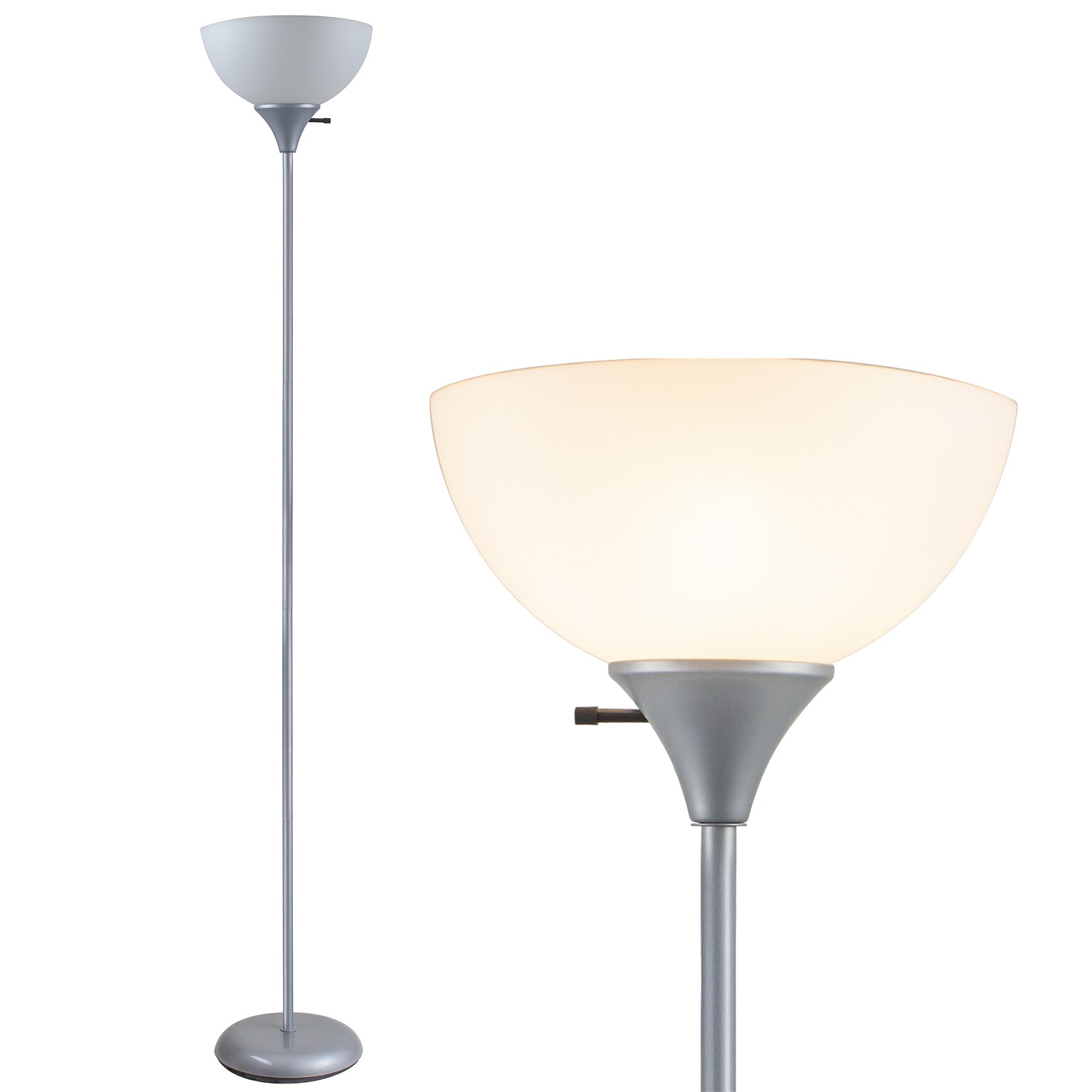 Newhouse Lighting Henry 71 Silver Floor Torch Lamp with Round Shade (NHFL-HE-SI)