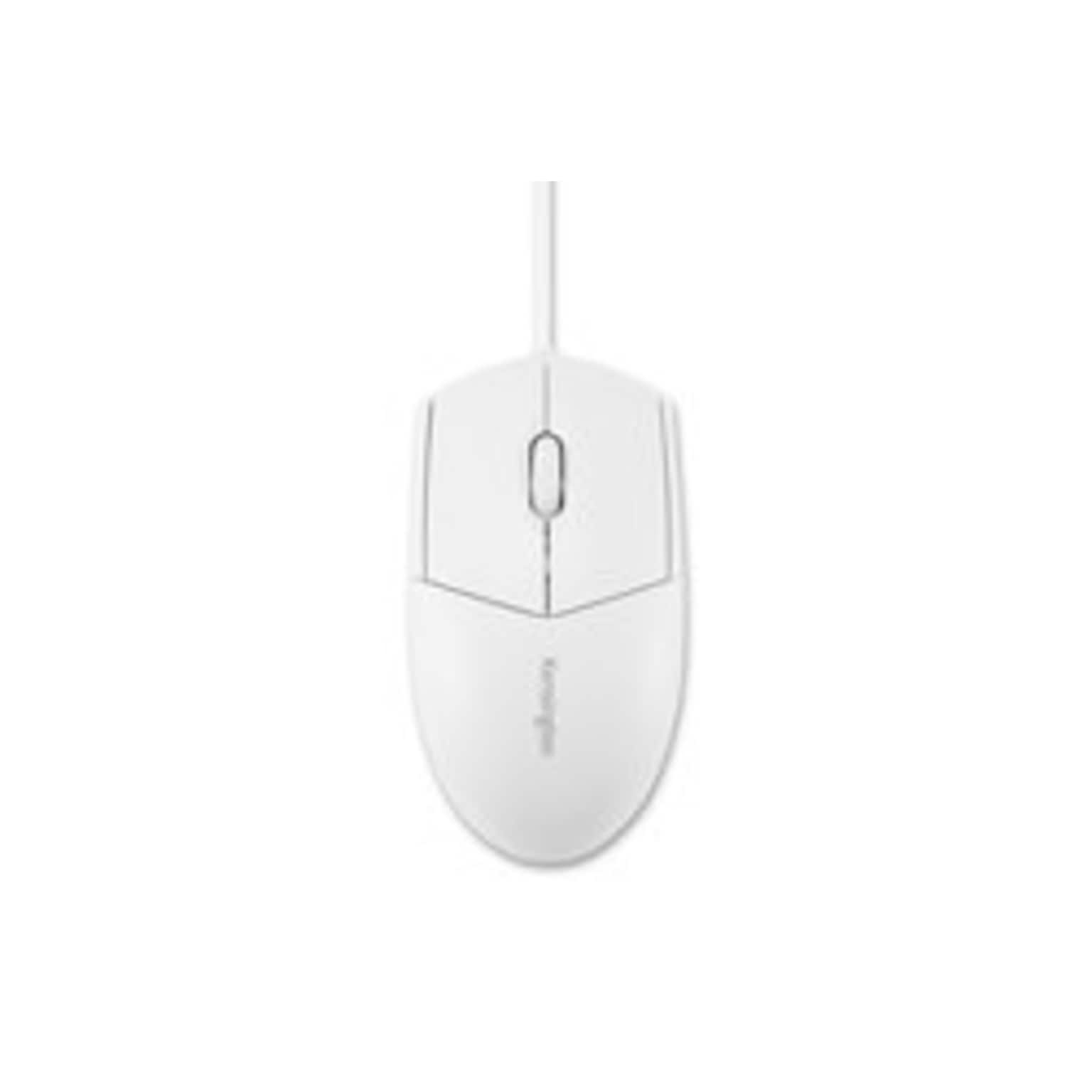 Kensington Pro Fit Washable Wired Mouse Ambidextrous Optical Mouse, White (K75240US)