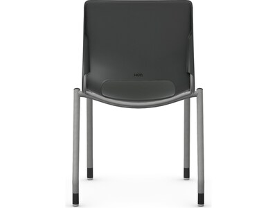 HON Motivate Plastic Stacking Chair, Armless, Onyx/Platinum, 2/Set (HMG1.N.E.ON.PLAT)