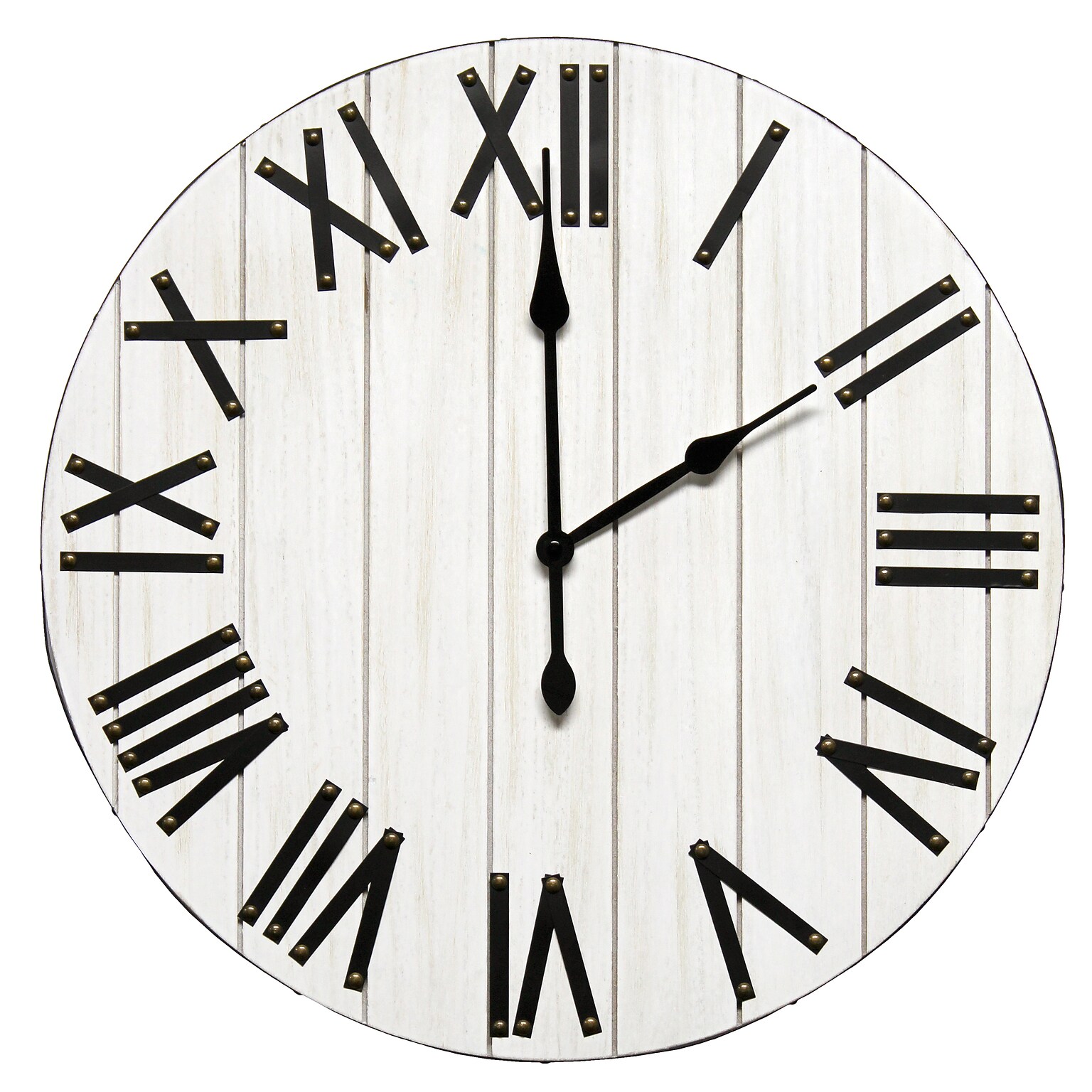 Elegant Designs Handsome 21 Rustic Farmhouse Wood Wall Clock, White Wash (HG2004-WWH)