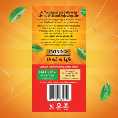 Twinings English Breakfast Black Tea Bags, 3.53 oz, 50/Box (TNA78221)