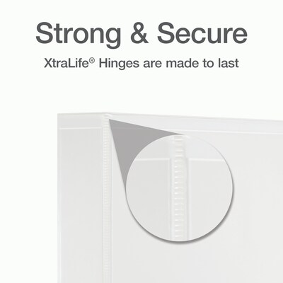 Cardinal XtraLife Heavy Duty 1 1/2" 3-Ring View Binders, D-Ring, White (26310)