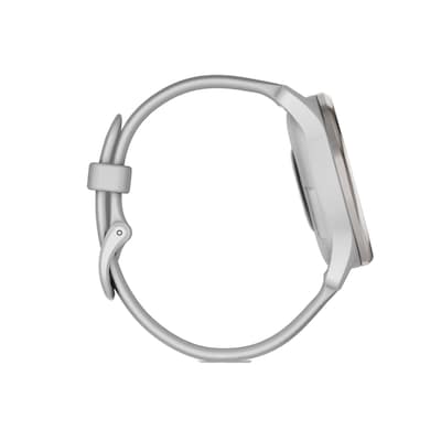 Garmin vívomove Trend Smartwatch, 40.4mm, Silver Stainless Steel Bezel, Mist Gray Silicone Band (010-02665-03)