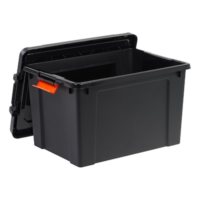 Iris 78 Quart Heavy Duty Store-It-All Plastic Latching Storage Tote,  Black (500216)