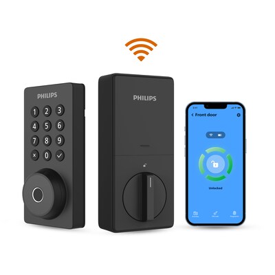 Philips Smart Wi-Fi Door Lock with Push Button Lighted Keypad and Lever Set
