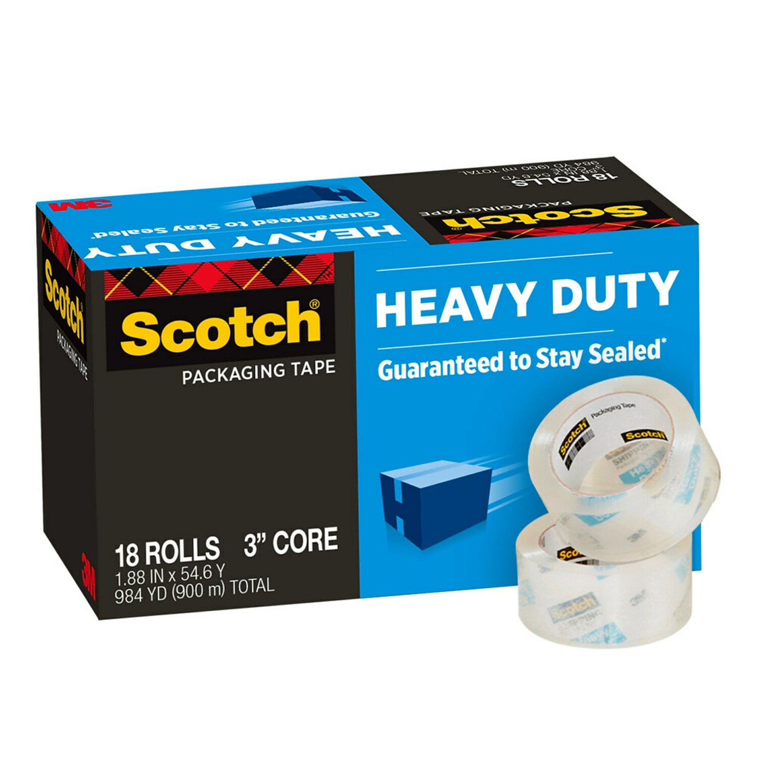 Scotch Heavy Duty Packing Tape, 1.88 x 54.6 yds., Clear, 18/Pack (385018CP)
