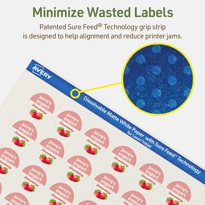 Avery Dissolvable Circle Multipurpose Labels, 1" Dia., Off-white, 240/Pack (94500)