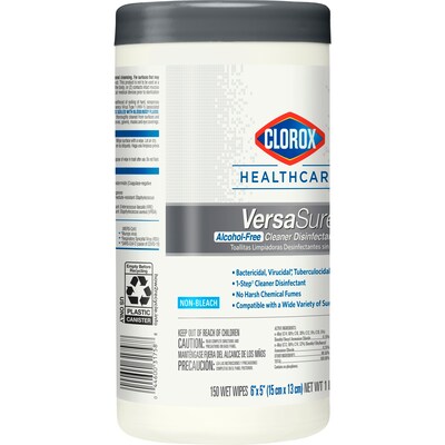 Clorox Healthcare VersaSure Cleaner Disinfectant Wipes, 150/Canister (31758)