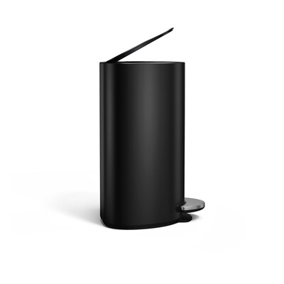 simplehuman 6L Semi-Round Can with Liner Pocket, Matte Black Steel, Indoor Step Trash Can, 1.6 Gallons (CW2109)