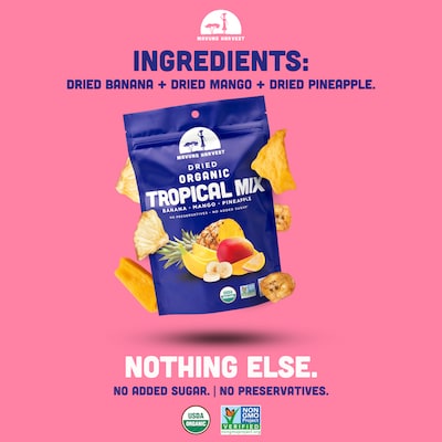 Mavuno Harvest Gluten Free Organic Dried Tropical Mix Fruit Snacks, 1 lb. Bag (MAHW-TROP1LB)