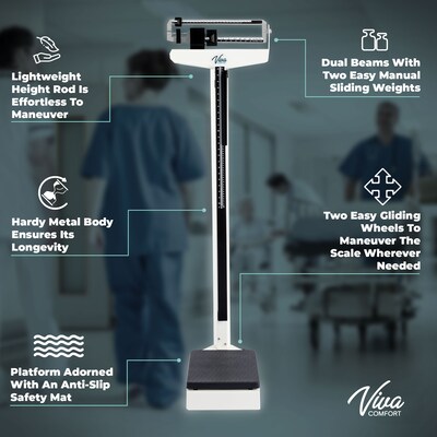 Viva Comfort ME904 ADIME904-02-MK Physician Scale, White, 440 lbs. Capacity