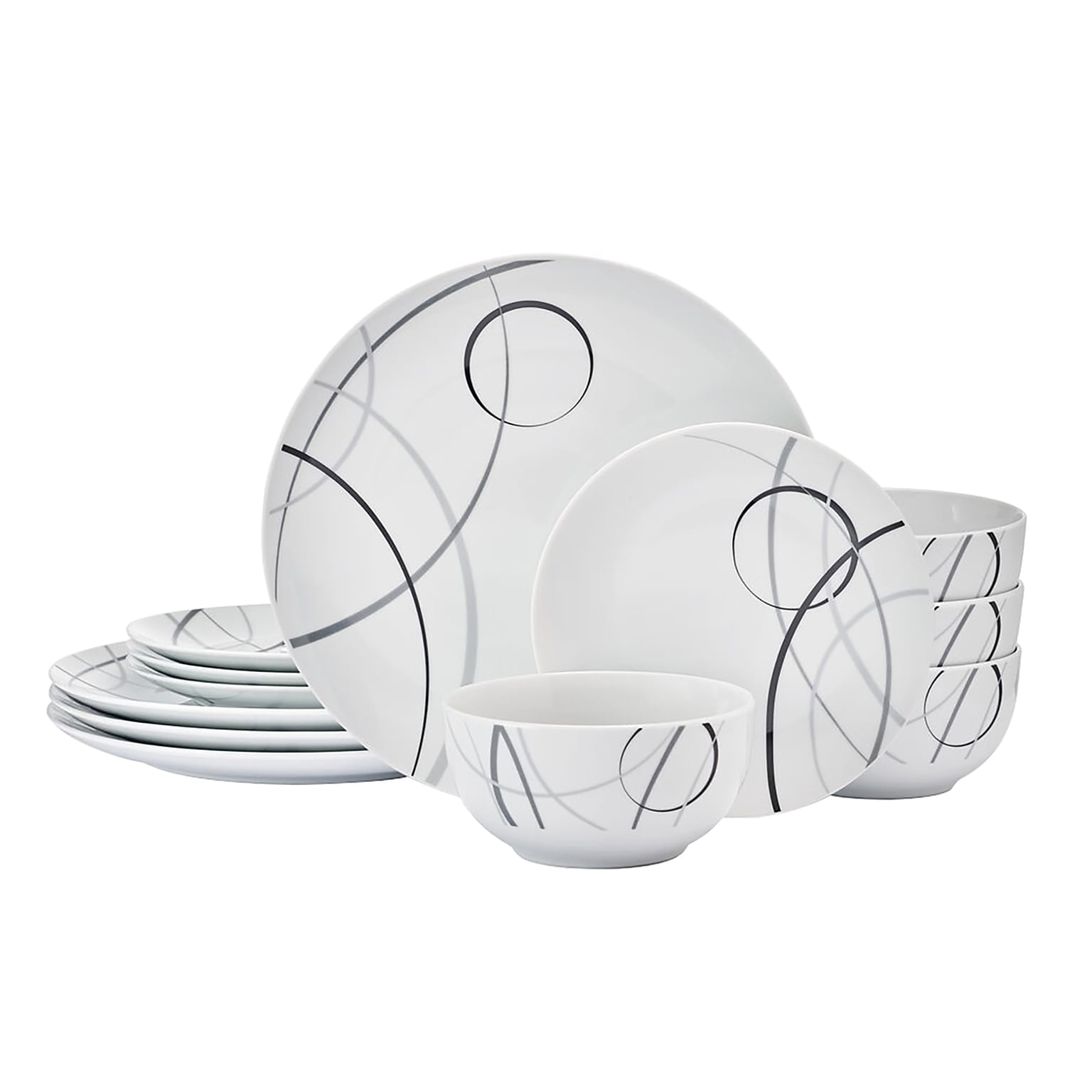 Studio Nova Porcelain Dinnerware Set, Circles, 12 Piece (TAP5323456)