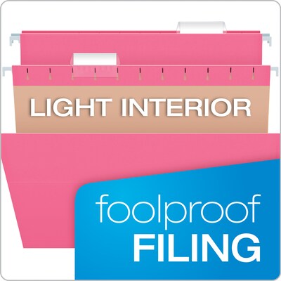 Pendaflex 100% Recycled Hanging File Folder, 1-Tab, Letter, Pink, 25/Box (81609EE)