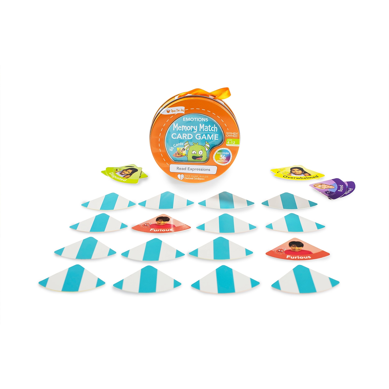 Open the Joy Emotions Memory Match Card Game, Multicolored (OTJMEMTIN)
