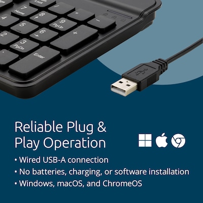 Kensington KB201C Simple Solutions Wired Keyboard with Smart Card Reader, Black (K75454TAA)