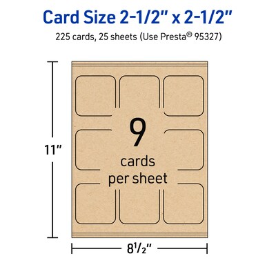 Avery Business Cards, 2-1/2" x 2-1/2", Matte Kraft Brown, 225/Pack (95327)