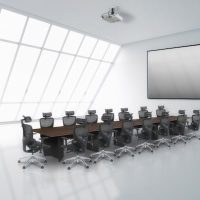 Regency Array 240W x 48D Conference Table with Grommet, Neo Walnut/Black (ACT24048NWBK)