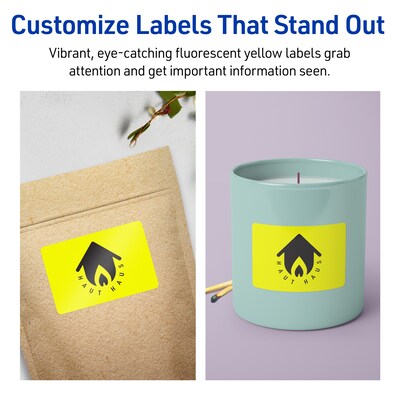Avery Laser/Inkjet Rectangle Multipurpose Labels, 2" x 3.5", Neon Yellow, 160/Pack (94238)