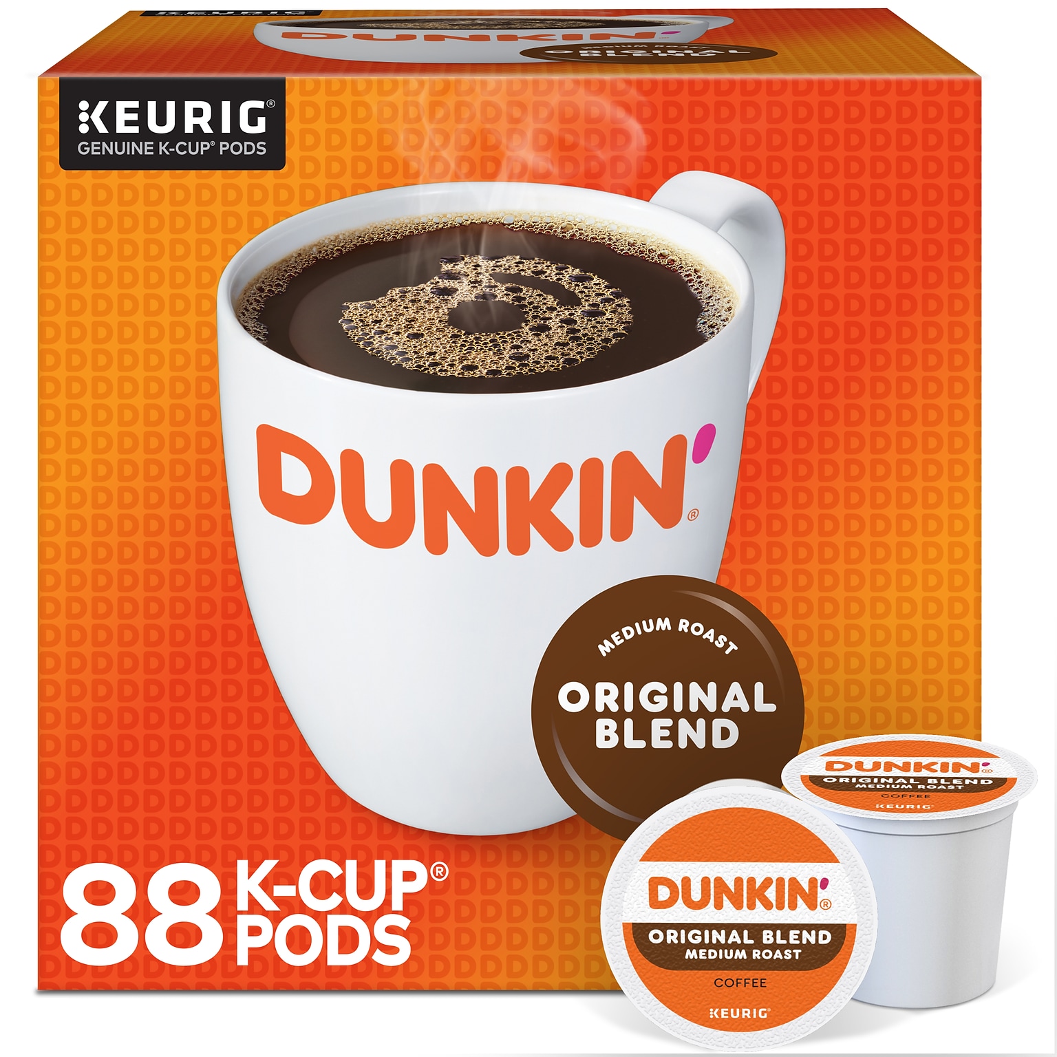 Dunkin Original Blend Coffee Keurig® K-Cup® Pods, Medium Roast, 88/Carton (400845)