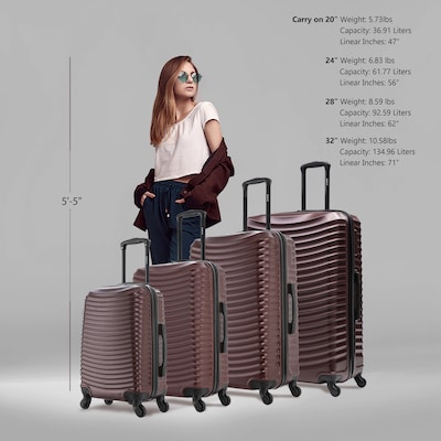 DUKAP Adly 4-Piece Hardside Spinner Luggage Set, TSA Checkpoint Friendly, Wine (DKADLSMLXL-WIN)