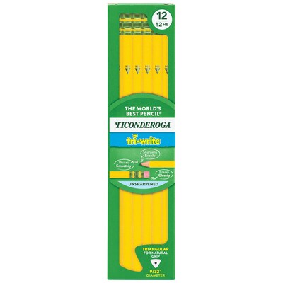 Ticonderoga Tri-Write Wooden Pencil, 2.2mm, #2 Soft Lead, Dozen (X13856X)