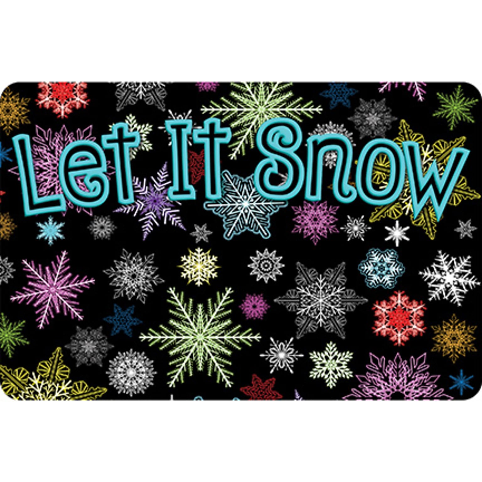 Ashley Productions The Original Fun Mat, Welcome Mat, 15.5 x 23.5, Let It Snow Colorful Snowflakes (ASH91579)
