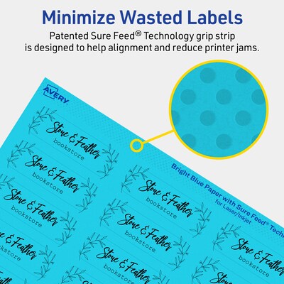Avery Rectangle Multipurpose Labels, 0.75" x 2.25", Bright Blue, 2400/Box (94216)