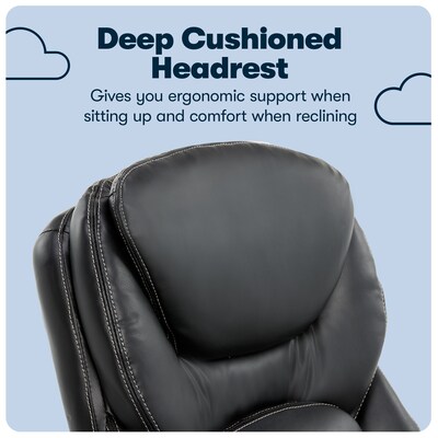 Serta Claremont Ergonomic Leather Swivel Executive Chair with Back in Motion Technology, Black (CHR200006)