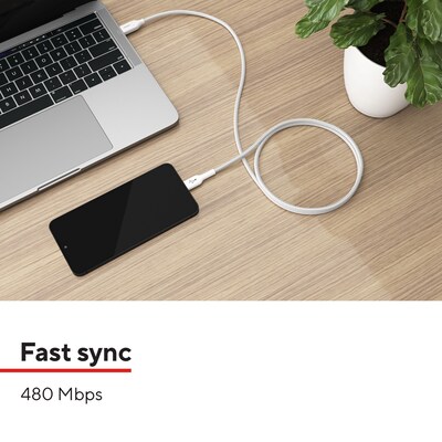 Staples TECH USB-C to USB-C Charging Cable, 3.3 ft., 480 Mbps, White (ST62334)