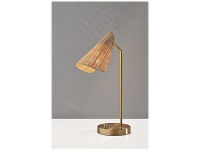 Adesso Cove Incandescent Desk Lamp, 20.25, Natural Rattan/Antique Brass (5112-21)