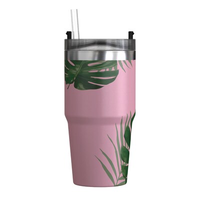 Outdoors Professional Stainless Steel Double-Walled Vacuum Insulated Tumbler with Straw, 20 oz., Tropical Pink (OUTD9201)